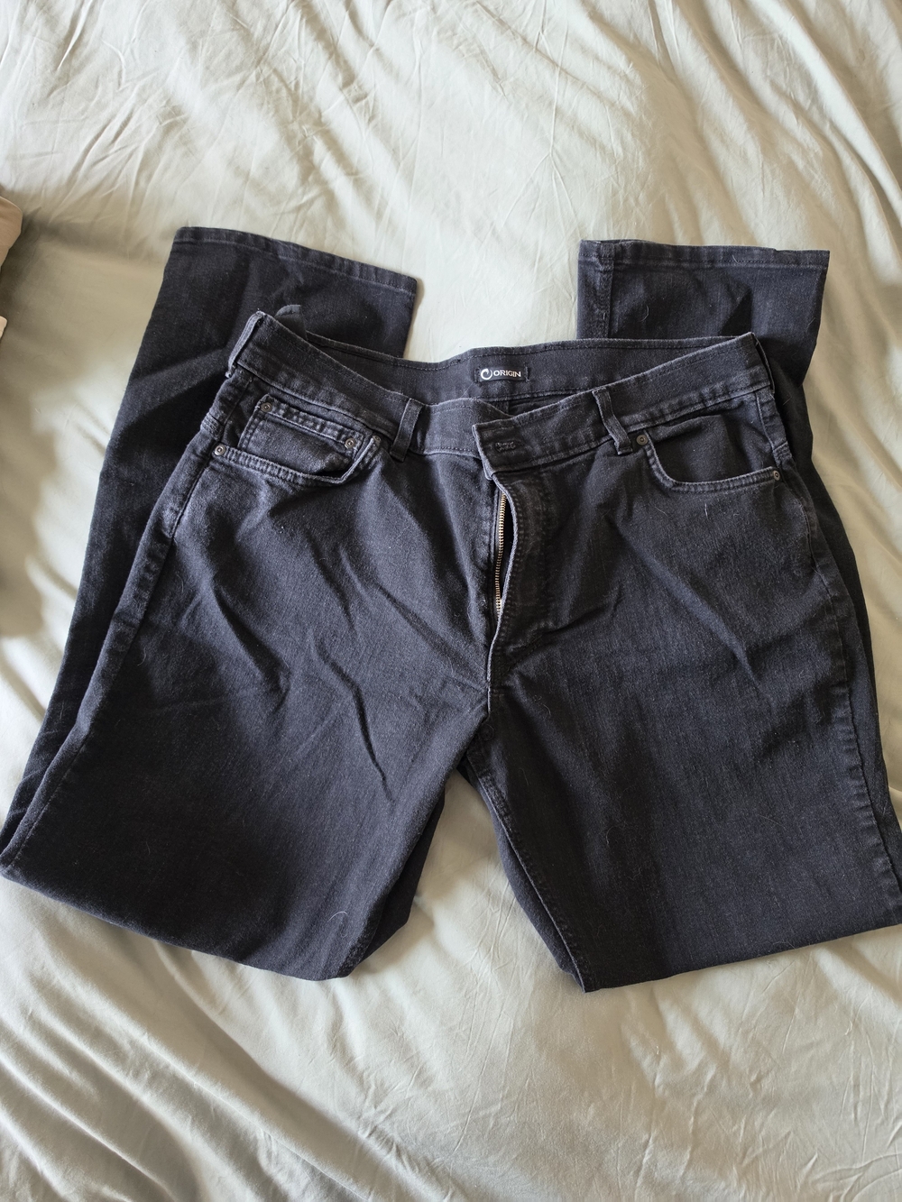 OriginUSA Straight-Leg Men's Jeans in Charcoal Black